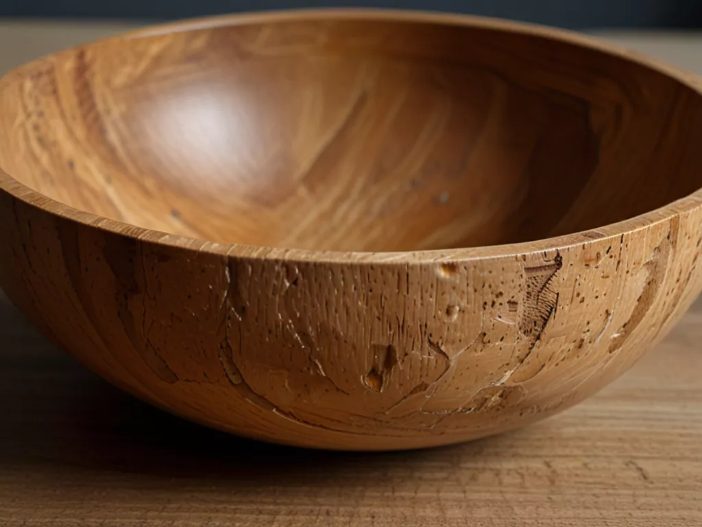 Wooden decorative bowl with natural grain