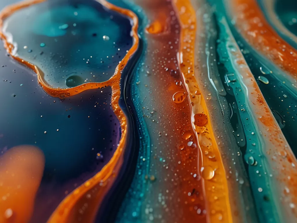 Abstract resin art with organic shapes